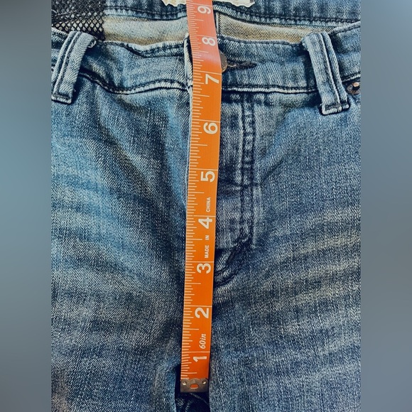 Free People Fishnet Skinny Jean in Tupelo Blue Size 26 With Button Fly - Picture 9 of 12